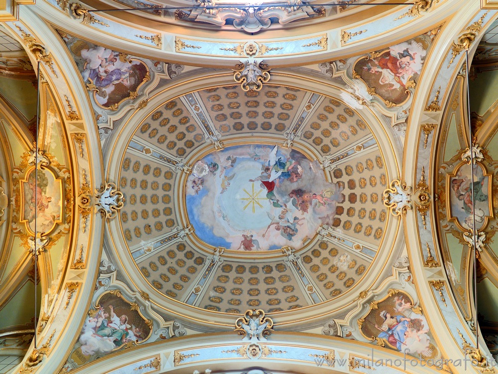 Desio (Milan, Italy) - Detail of the ceiling of the Basilica of the Saints Siro and Materno